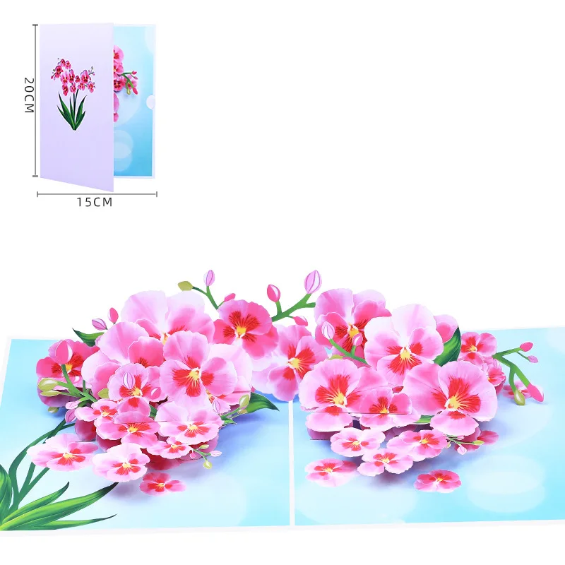 

10pcs Handmade Origami Moth Orchid 3D Pop UP Greeting Invitation Card For Blessing Wish Thanks Wedding Birthday Party Gift