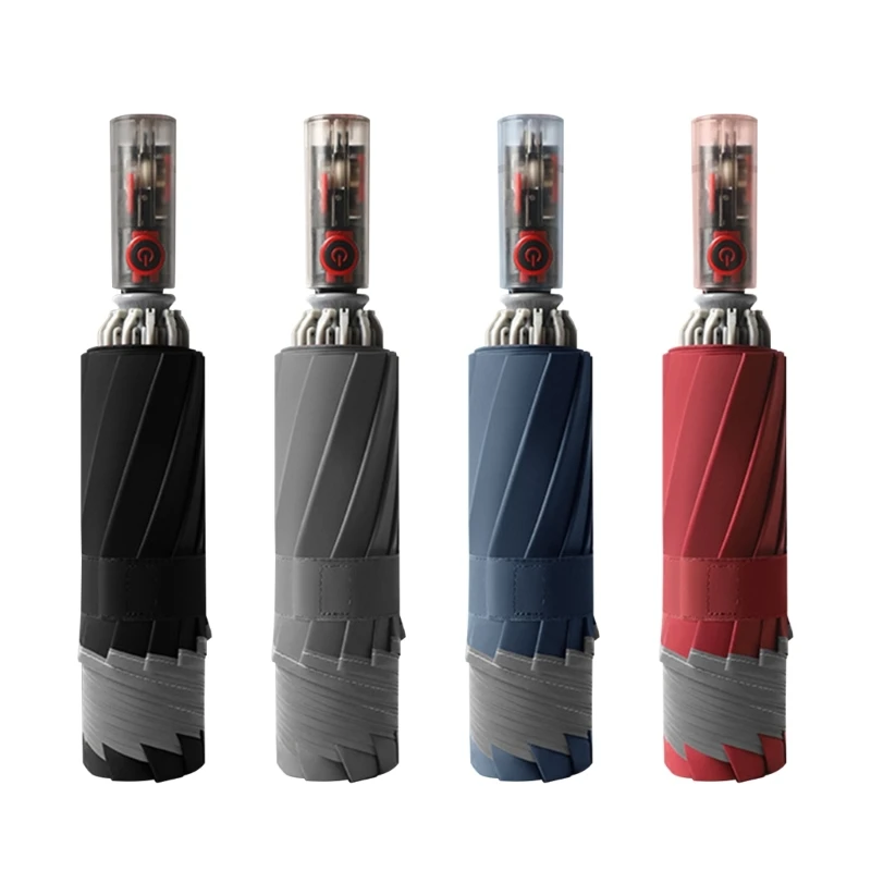 

10 Ribs Automatic Umbrella Men Business Folding Umbrella Rain Sunshade Travel T21C