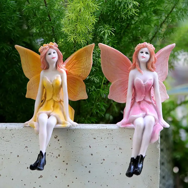 

Flower Fairy Statue 2pcs Flower Fairy Garden Decor Elegant Exquisite Handcrafted Weather Resistant Waterproof Garden Fairy Decor