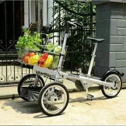 taga bike for baby and mother Parent Child Bicycle Reverse Mount  Folding High Landscape Three Wheel Parenting Stroller 6
