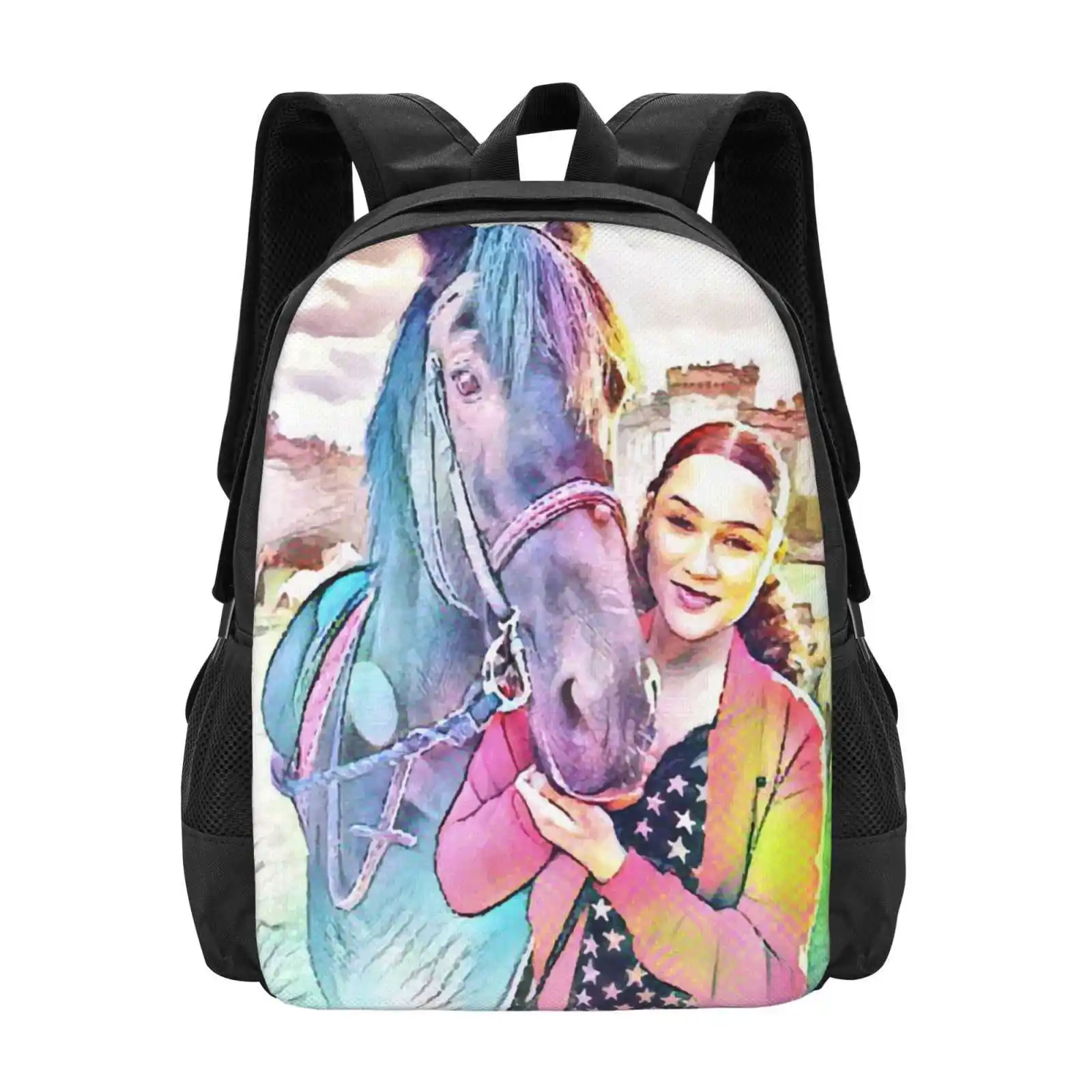 Zoe And Raven Free Rein Pattern Design Bagpack School Bagbags Zoe And Raven Free Rein Zoe Incontra Raven Netflix Future Series You