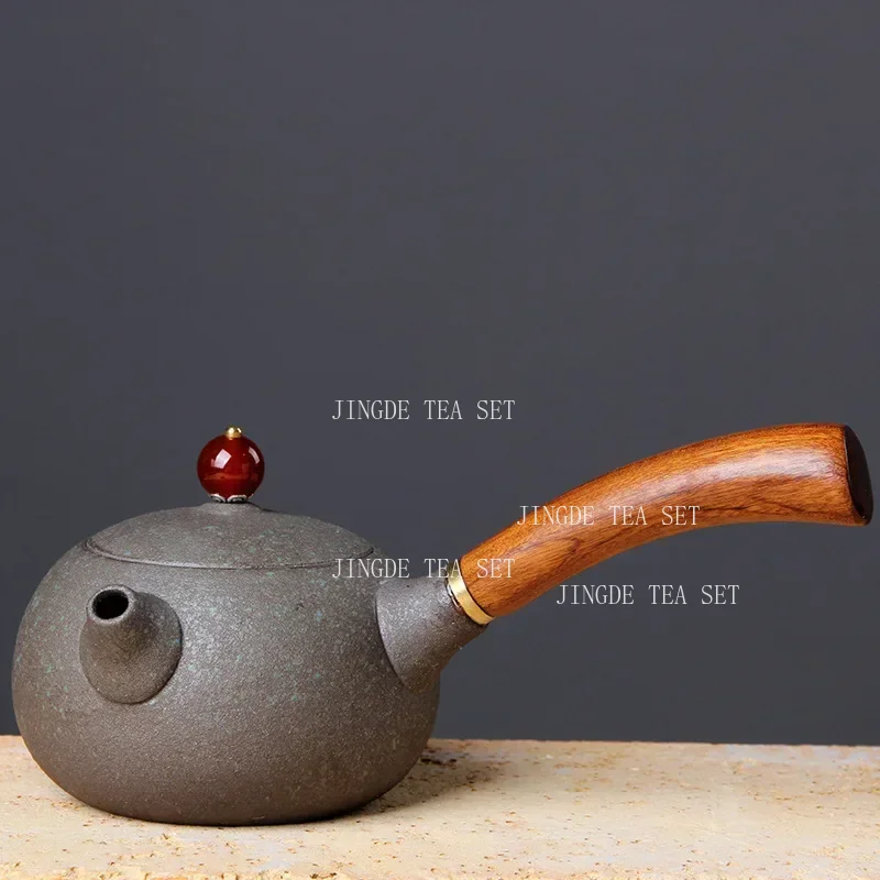 Ceramic Handle Teapot Japanese Tea Set High End Side Handle Teapot for Household Use Chinese Puer Tea Pot Tea Maker