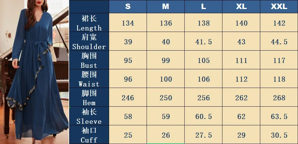 Luxury Women Chiffon Long Dress Sequins Irregular Sleeve Party Evening Wedding Robe V-neck Abaya Islamic Arab Middle East Gown