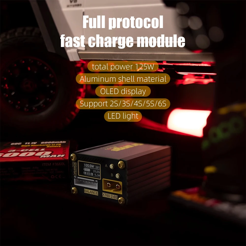 125W DIY Powerbank Motherboard OLED Screen 2S/3S/4S/5S/6S LI21700/LI-PO/LI-HV Battery Fan LED Aluminum Shell Fast Charging Board