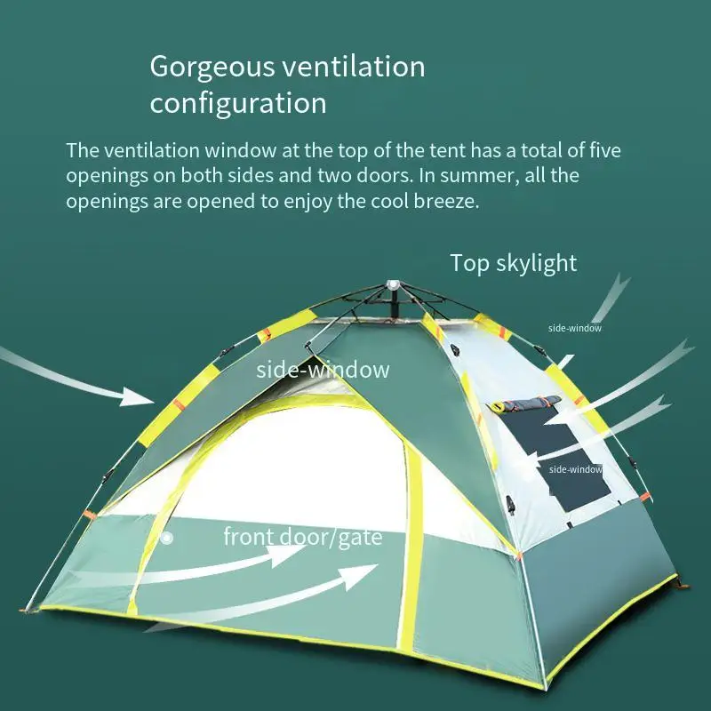 3-4 People Folding Tents, Automatically Opening Camping Tents, Portable Travel Suitable For Camping And Hiking