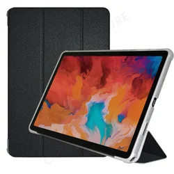 Tri - Folding Stand Tablet Folio Case with Smart Sleep/Wake - up and TPU Back Shell for T50HD (2024) (Black)