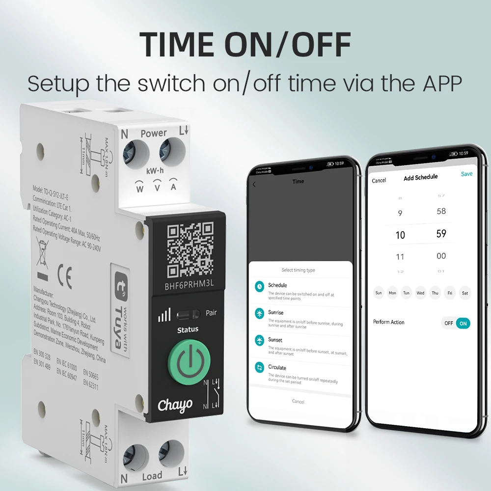 Interruttore Intelligente Chayo 4G Tuya con Protezione da Sovratensione e Sottotensione, Misurazione, Timer Multiplo, Compatibile con Smart Life/Alexa/Ali - immagine 5