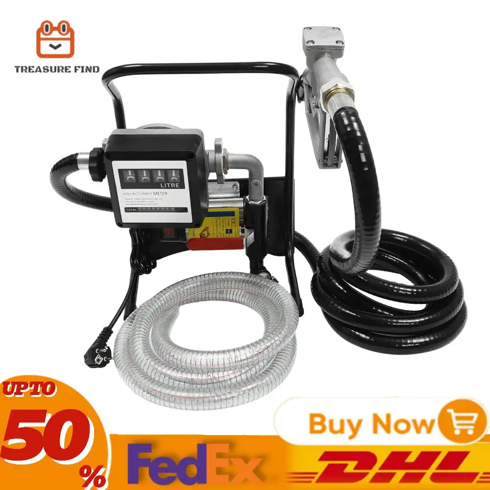 Pompa Trasferimento Diesel 12V 175W - Autoadescante, Con Ugello Automatico E Tubi, Portata 45L/min