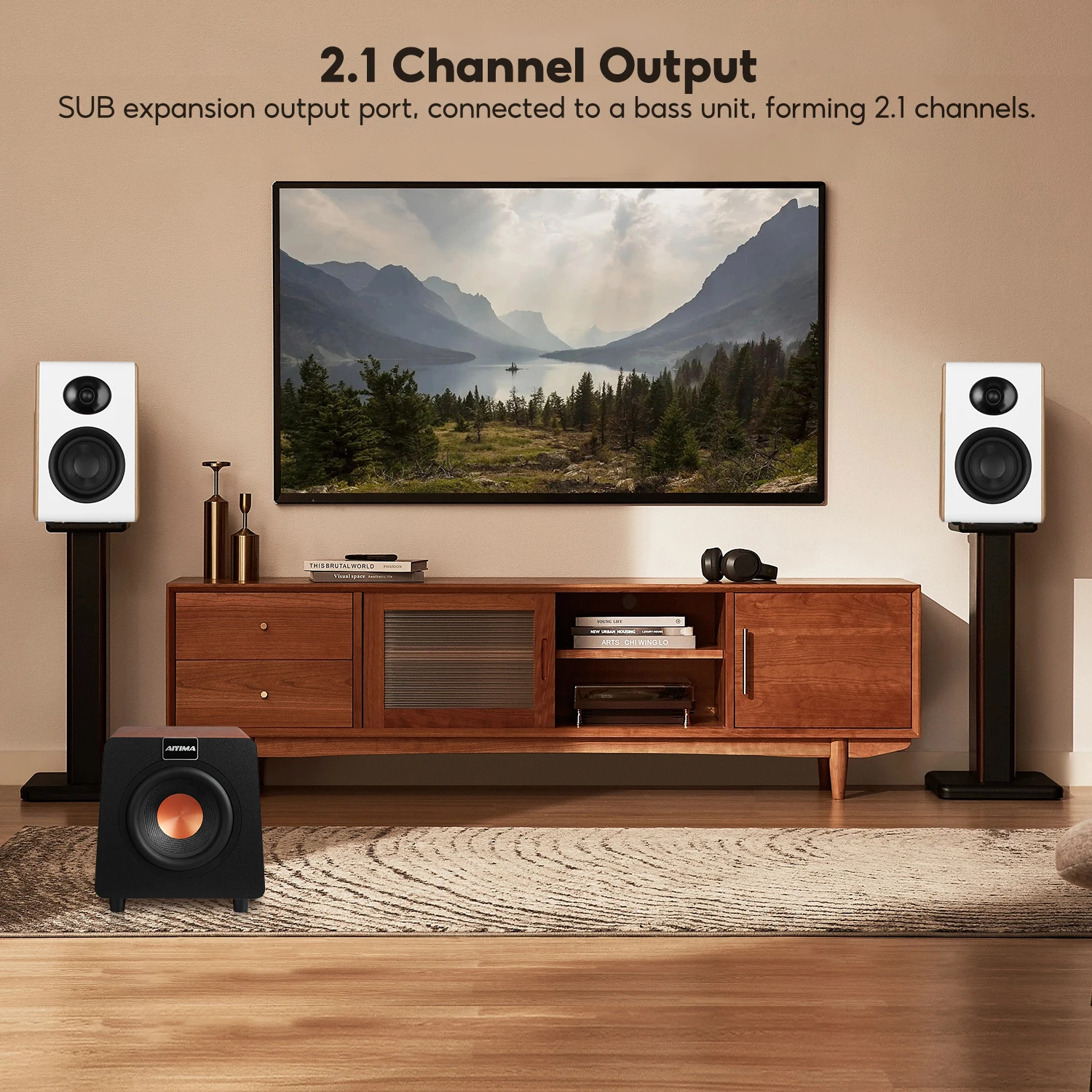 AIYIMA S600 4インチ アクティブBT 5.3 ブックシェルフスピーカー 80W