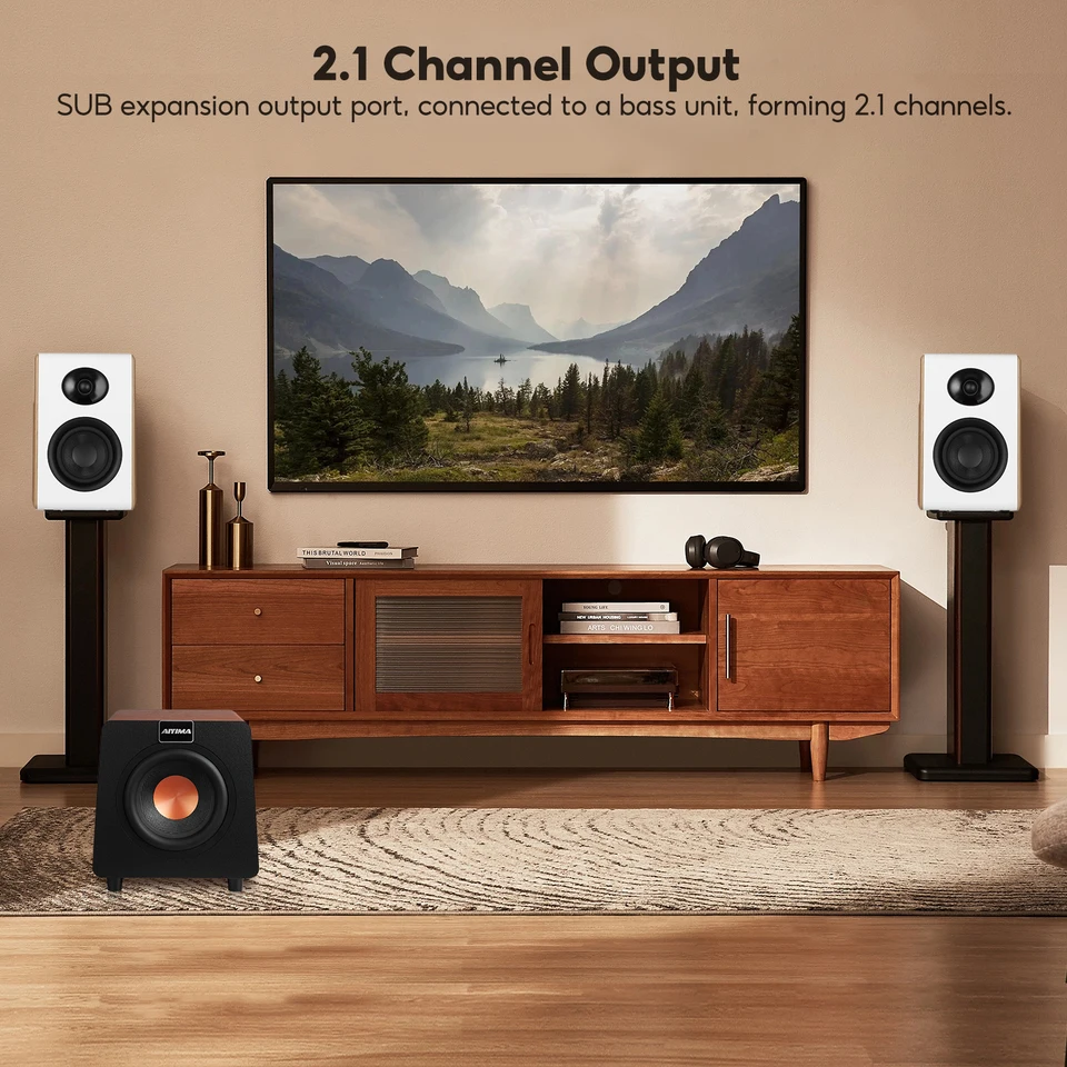 AIYIMA S600 4インチ アクティブBT 5.3 ブックシェルフスピーカー 80W