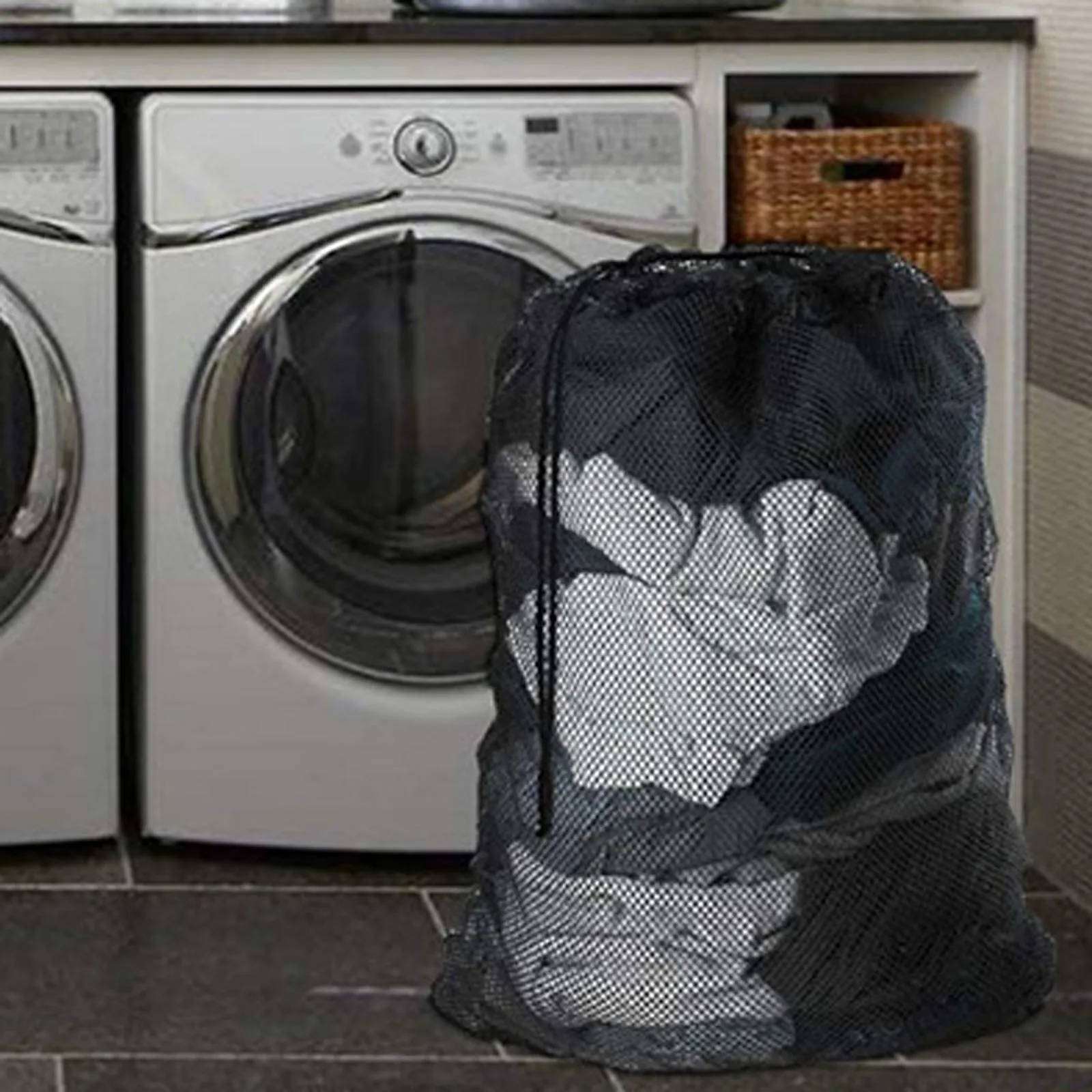 Large Size Laundry Mesh Bag Solid Color Drawstring Laundry Bag Anti-snagging Anti-deformation Mesh Clothes Washing Bag 60x90cm 3