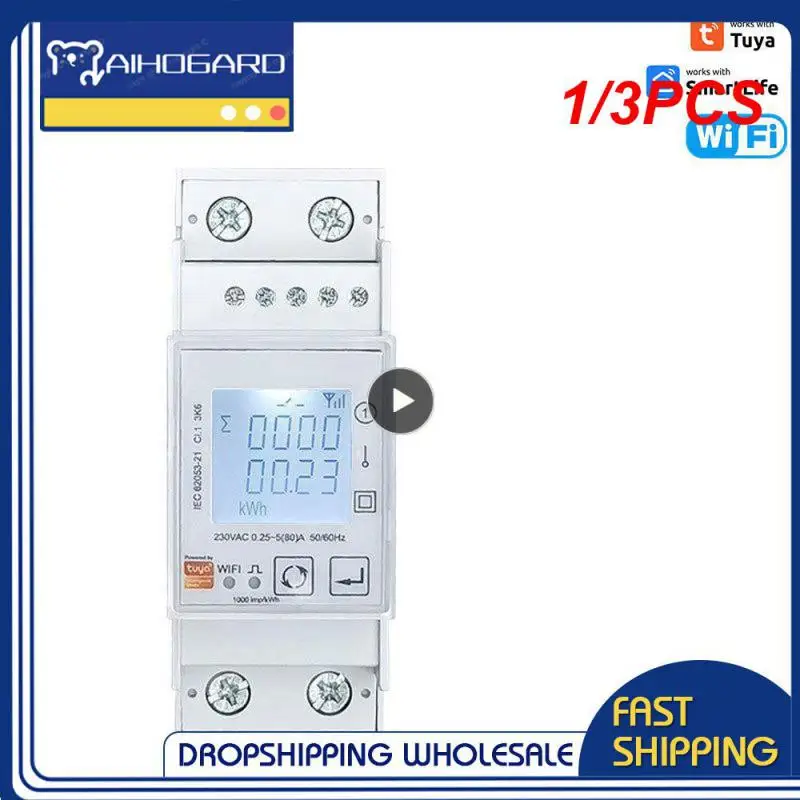 

1/3PCS Tuya Smart Energy Meter Single Phase 80A Din Rail Power Monitor KWh Wattmeter Voltmeter Ampermeter 110V 220V