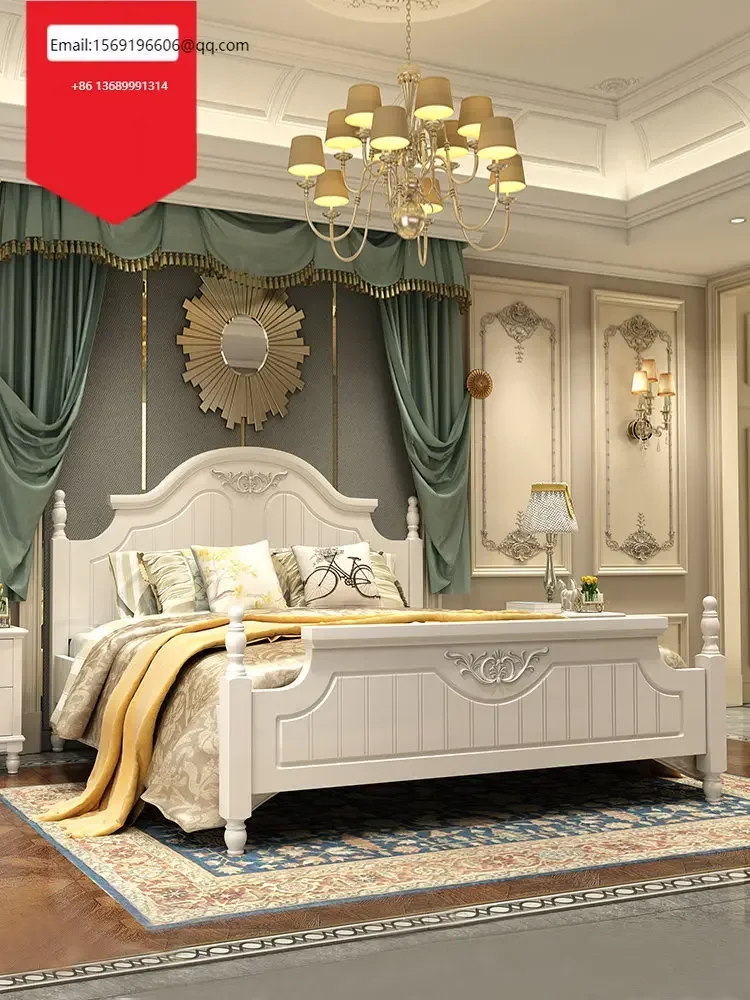 

Свадебная кровать принцессы в европейском стиле, односпальная и двухспальная кровать, из массива дерева, в современном простом скандинавском стиле, для маленькой квартиры, в пасторальном стиле