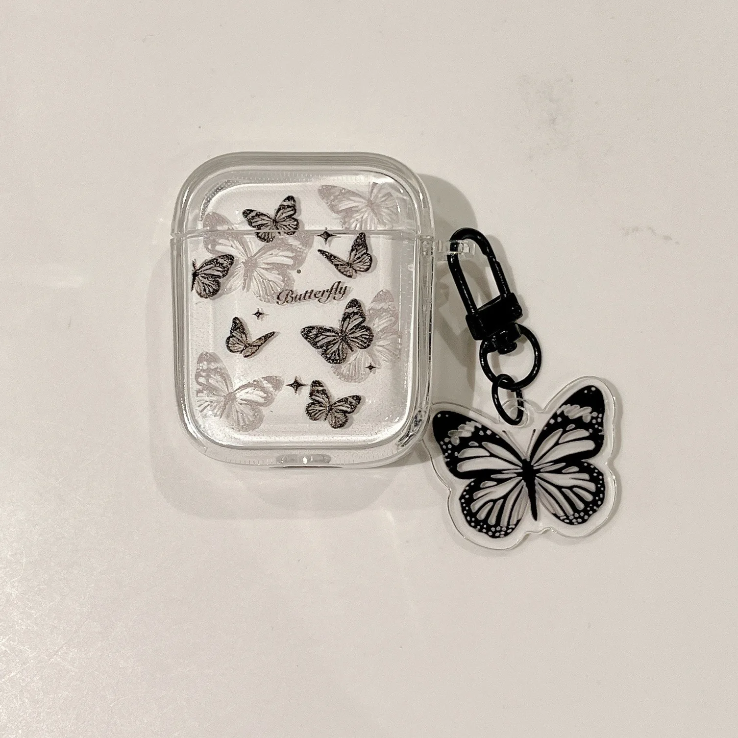 Dark Black Butterfly For Apple AirPods 1 2 Pro Bluetooth Headphone Cover 3rd Generation Silicone Soft Cover Protective Case