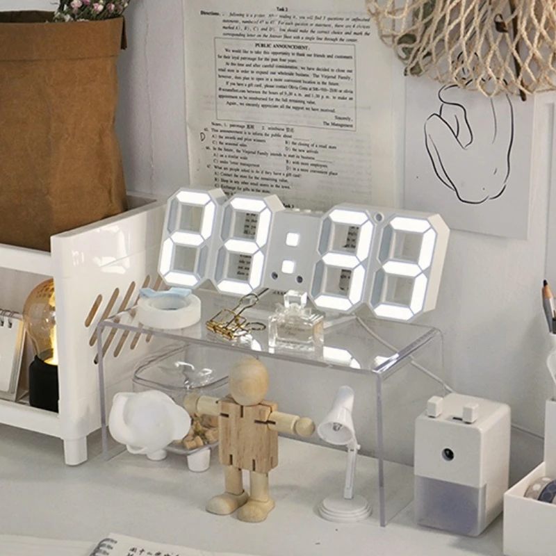 Smart 3d Digital Alarm Clock Wall Clocks Home Decor Led Digital Desk Clock with Temperature Date