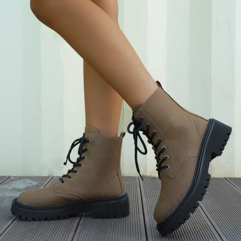 Ladies Shoes 2023 Brand Cross-tied Women's Boots Hot Sale Color Matching Daily Boots Women High Quality Round Toe Mid-Calf