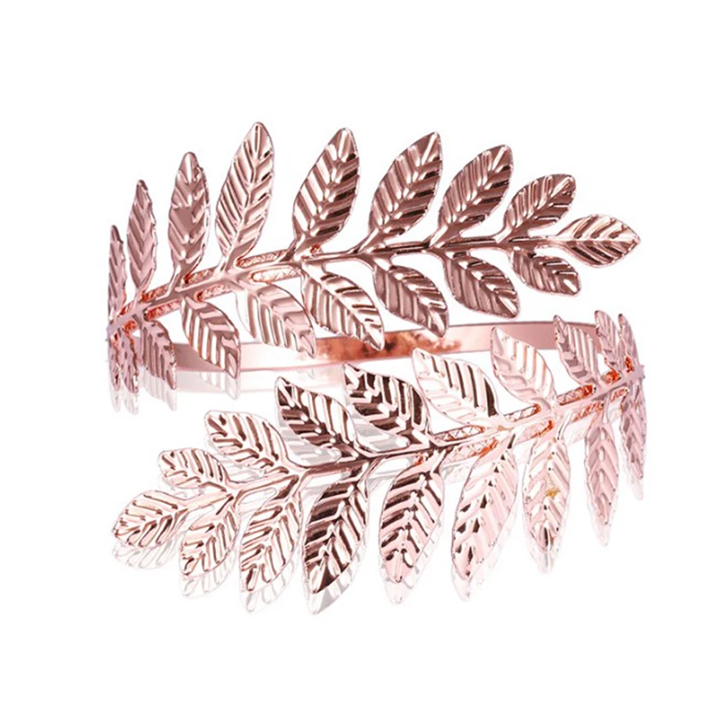 Brassard bohème en métal pour le haut du bras, bracelet grec et romain, brassard de cuir chevelu de laurier, brassard à la main, accessoires de bijoux de mariage, mode