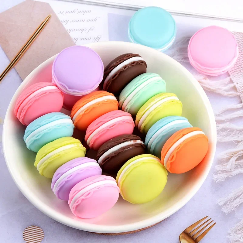 Miniature Figurines 10pcs 3D Simulation Candy Heart Macaron Miniature Figurines Resin Cabochon Fake Food DIY Jewelry Making Accessories