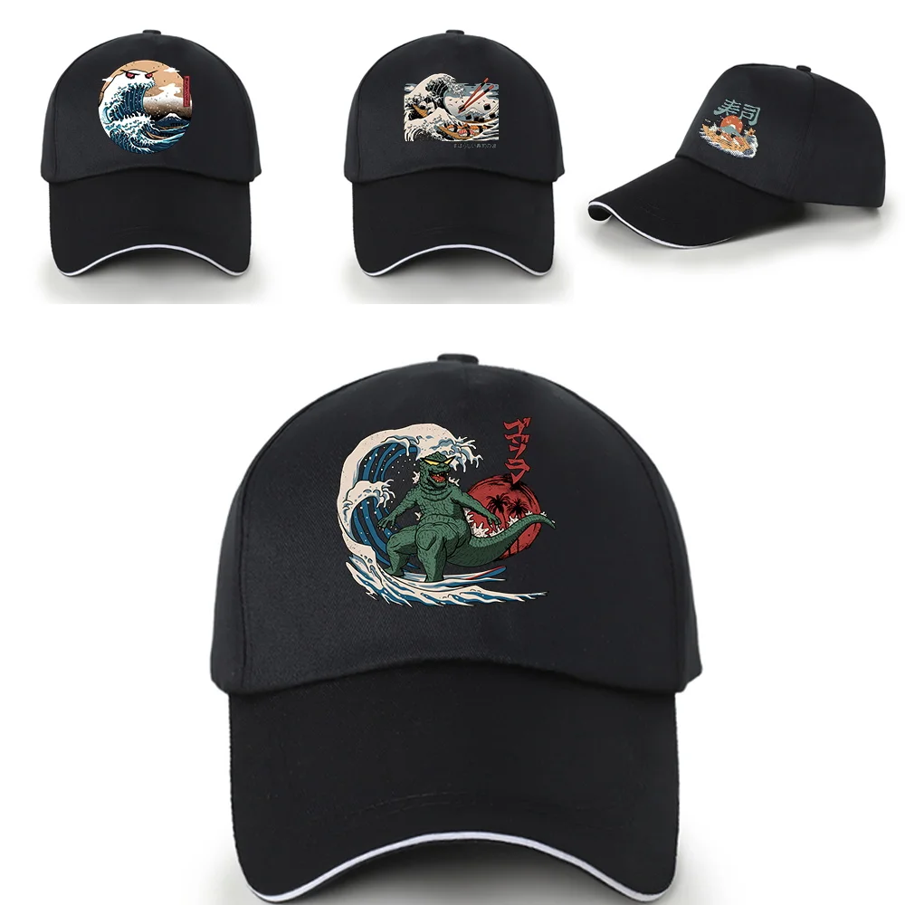 

Unisex Baseball Caps Outdoor UV Protection Sun Hat Sport Hip Hop Snapback Caps Summer Golf Hats for Men Black Cap Wave Pattern