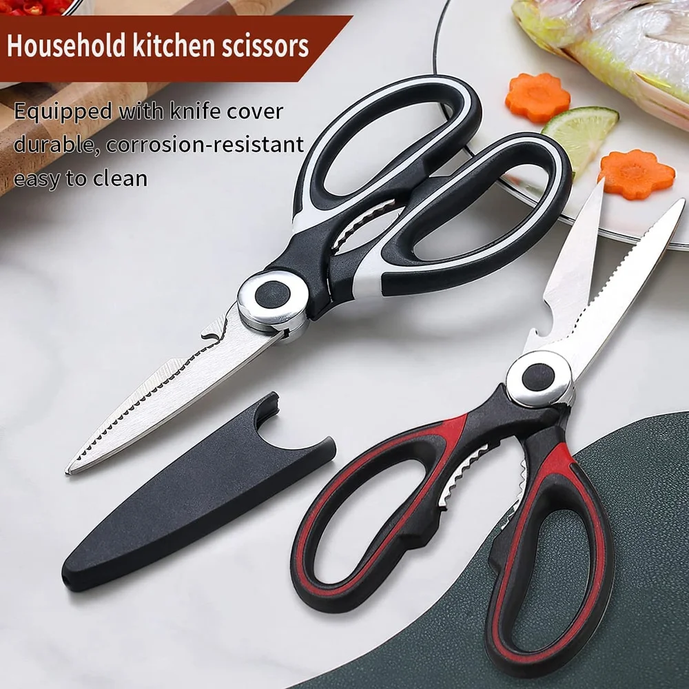 Multifunctional Kitchen Scissors Plastic Handle Stainless Steel Scissors  Kitchen Tijeras De Cocina Chicken Bone Scissors - AliExpress