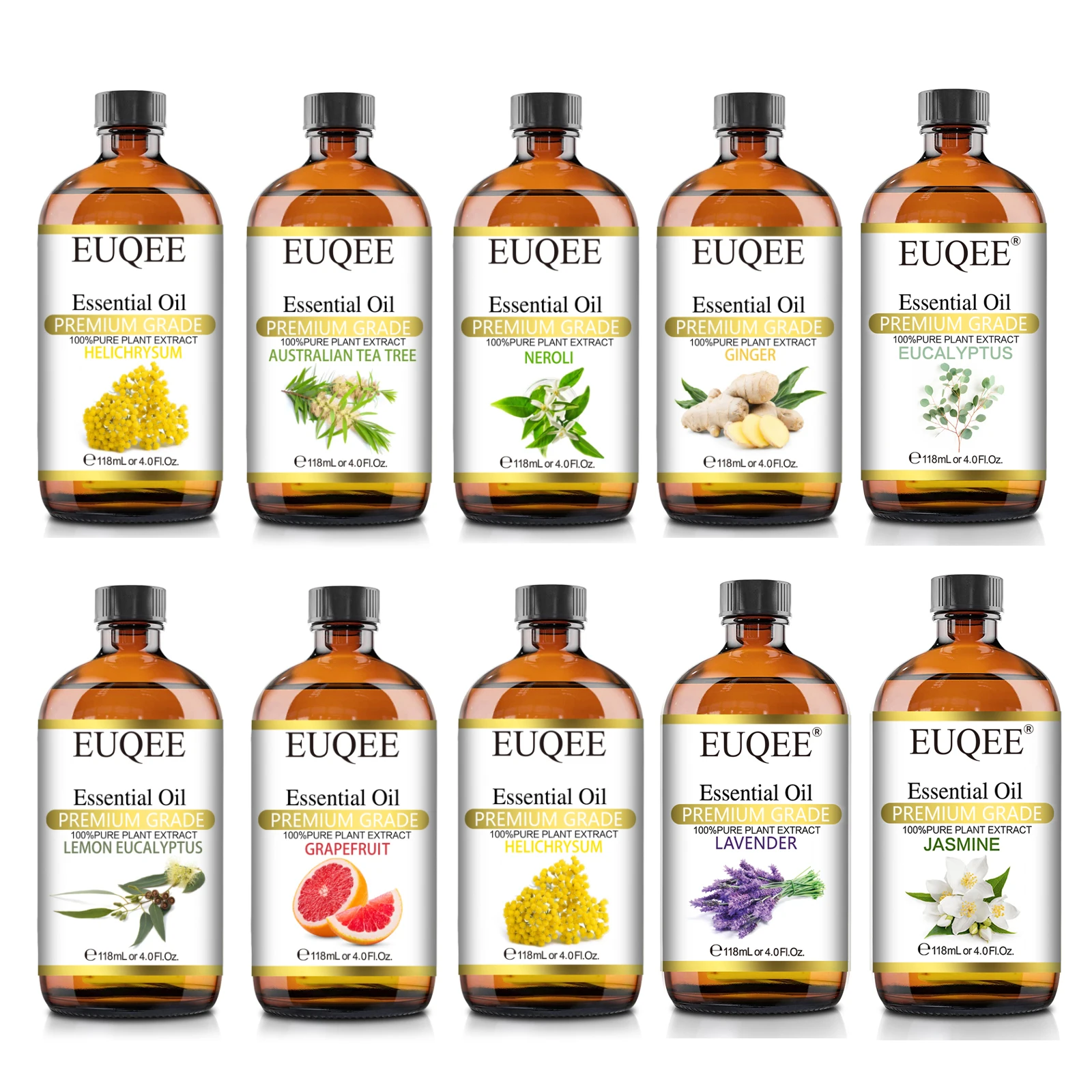 EUQEE 118ML Large Bottle Essential Oil For Humidifier Neroli Helichrysum Eucalyptus Jasmine Aroma Oil,DIY Soap,Massage,Fresh Air chahua large roll cling film the ultimate household essential for food specials