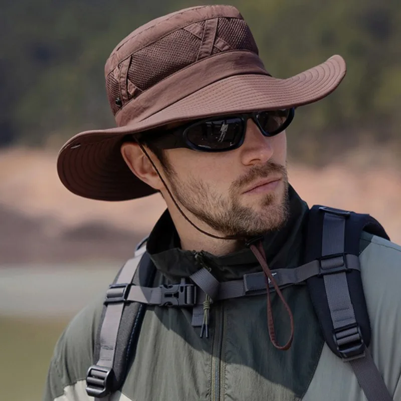 Pălărie de soare pliabilă pentru bărbați, cu protecție UV, respirabilă, pentru drumeții, plajă, vară, Safari, vânzare fierbinte, 1 buc_voghion.com