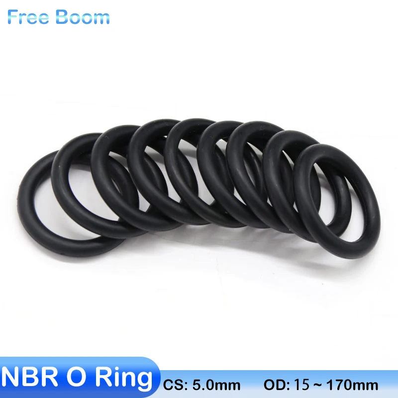 

10Pcs NBR O Ring Gasket Thickness CS 5mm OD 15~170mm Nitrile Rubber Round O Type Corrosion Oil Resist Sealing Washer Black