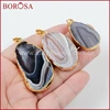 Fashion Gold Plated Natural Onyx Botswana Agate Slice Pendant Bead for Necklace Natural Gemstone for Necklace Accessories 3
