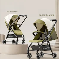 Poussette bébé légère, poussette bébé pliable, poussette bébé haute vue qui peut s'asseoir ou s'allonger, absorbant les chocs 2