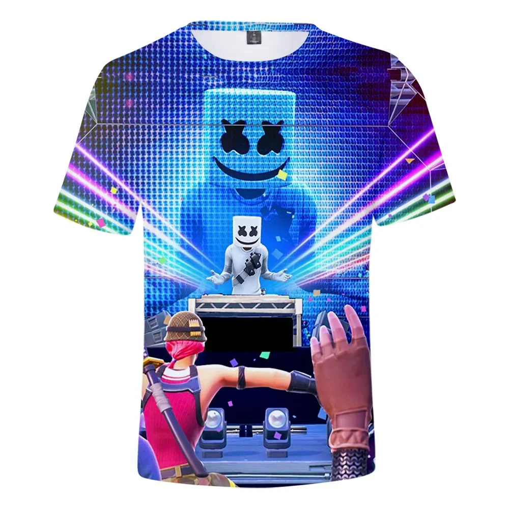 Новейшие футболки DJ Marshmello с музыкальным принтом 3D модные мужские/женские футболки в стиле хип-хоп с коротким рукавом повседневные Индивидуальные детские топы
