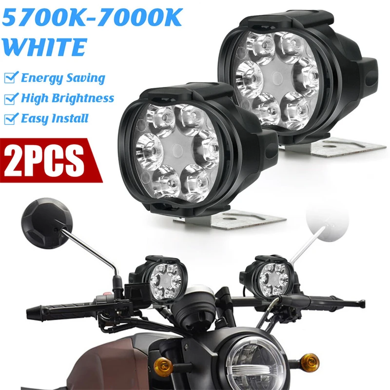 

1/2Pcs Universal Car SUV Motorcycle 6 LED Lights Fog Light Auxiliary Headlight Waterproof Motocycle LED Spotlights Lamp