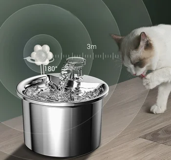 New cat water dispenser all stainless steel material circulation flow water automatic water dispenser dog U.S. Plugs C007 1