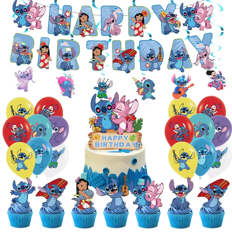 Stitch Decoracion Cumpleaños, 61 Pcs Vajilla Cumpleaños Lilo y