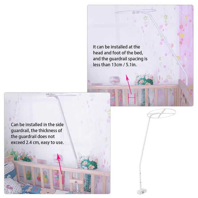 Adjustable Mosquito Net Stand – Crib Canopy Holder With 5 Height Settings, No Ceiling Hook Needed