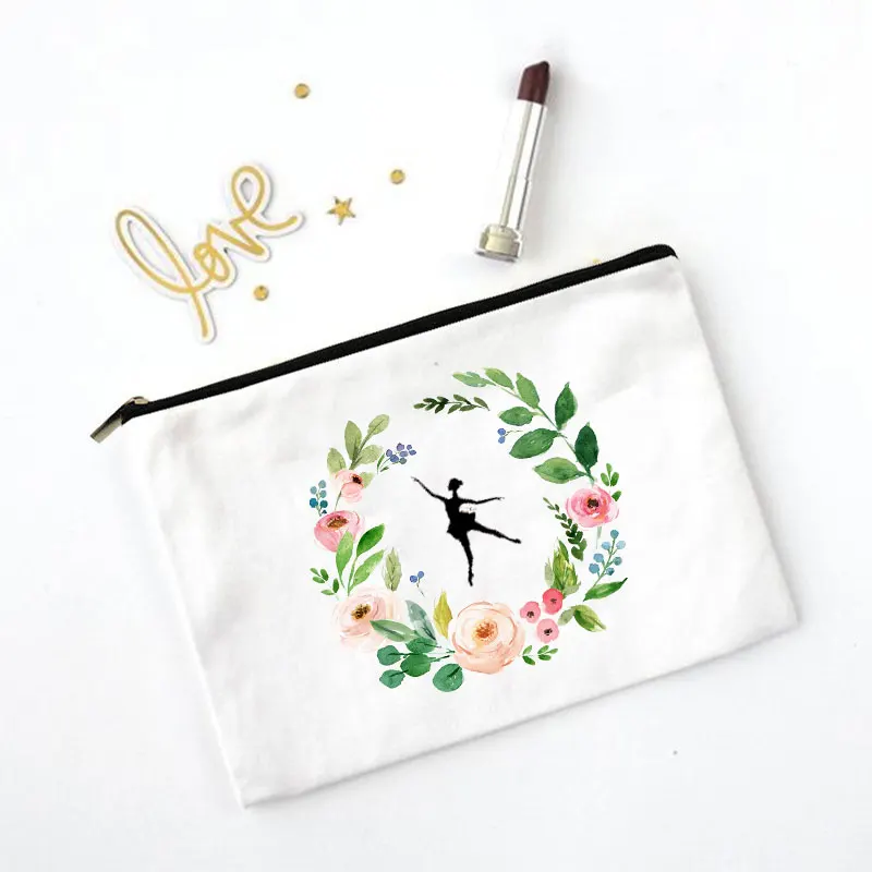 

Makeup Pouch Gift for Her Fashion Harajuku Cosmetic Bags Ballet Lipstick Bag Women Casual Dance Eco Canvas Reusable Handbag