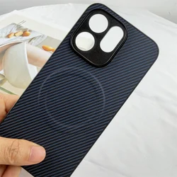 Custodia per telefono di lusso in carbonio con magnete e protezione completa per l'obiettivo