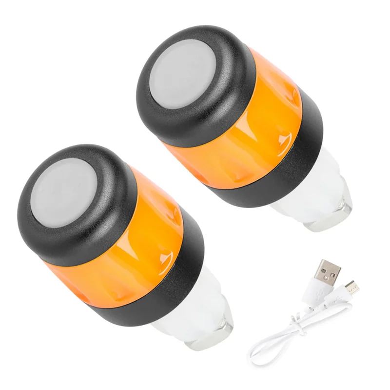 2Pcs Electric Scooter Handlebar Lights LED Warning Light Handlebar End Plugs Waterproof Turn Signal Lights Black + Orange bike turn signals