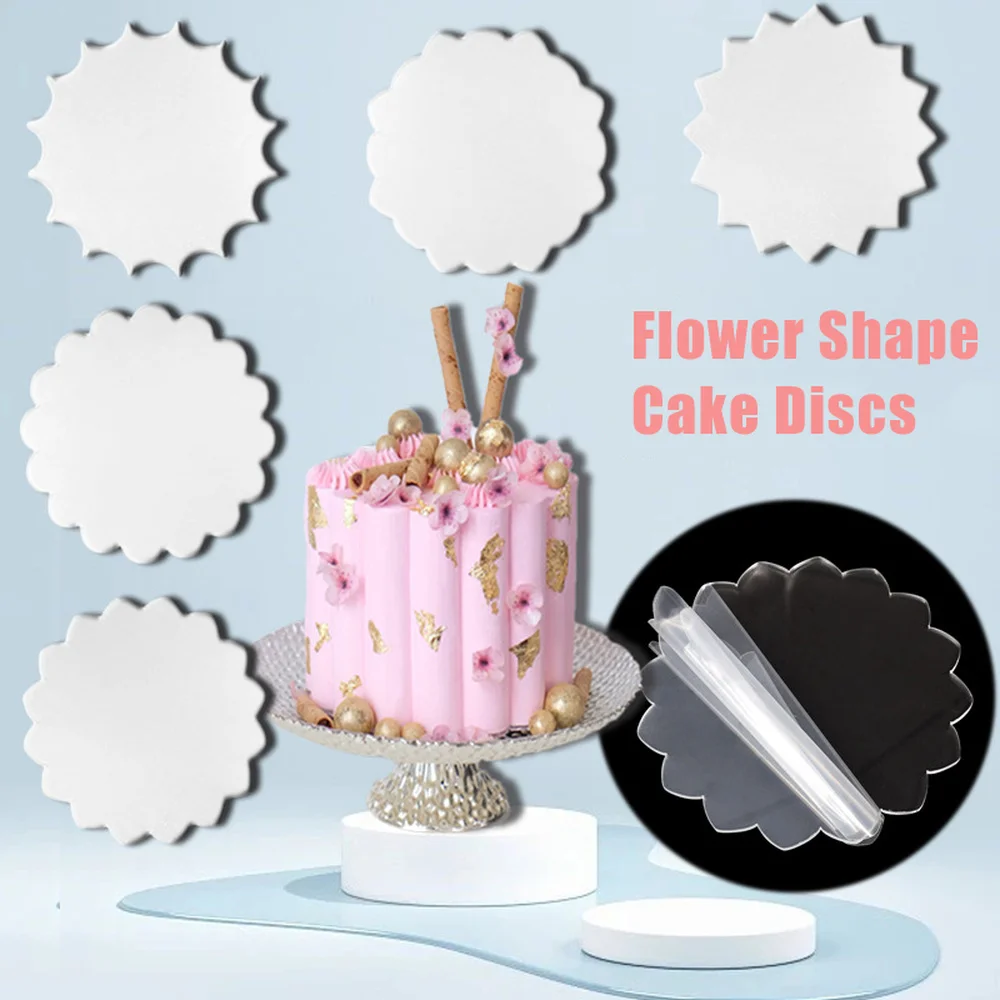 2Pcs/set Flower Shaped Acrylic Cake Discs Buttercream Smoothing Cake