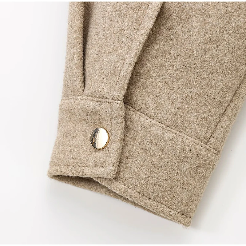 Vintage Women's Khaki Bomber Jacket Stand Collar Zipper Pocket Long Sleeve Short Coats Female 2025 Spring Thick Warm Outwear New