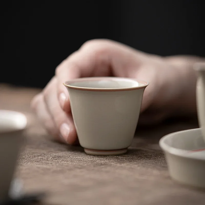 Tea Cup Kung Fu Set Hand Painted Double Line Master Home Ceremony Personal Small Size Bowls
