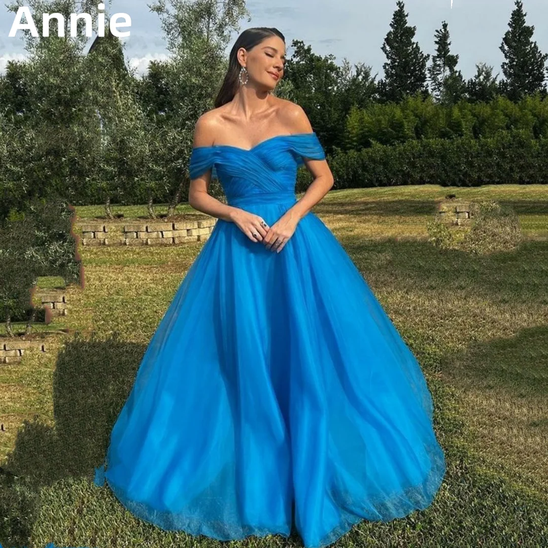 

Blue Prom Dresses Off-the-shoulder Tulle Evening Dress فساتين السهرة Corset Formal Occasions Party Dresses Vestidos De Fiesta