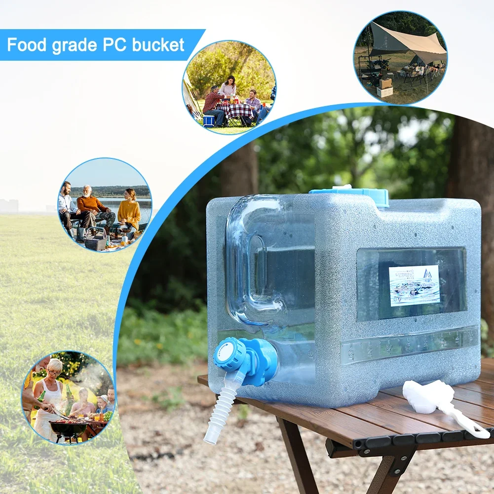 5/18L Outdoor Bucket Food Grade Car ​Tank Hiking Camping Bucket Carrying Water Bag With Faucet For Outdoor Water Storage Tools