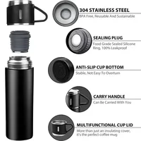 304 Stainless Steel Vacuum Insulated Bottle Gift Set Office Business Style 500ML Coffee Mug Thermos Bottle Portable Flask Carafe 6
