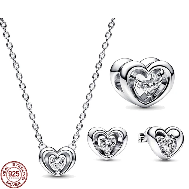 Heart Rhinestones Pendant Necklace Drop Earrings Set Sweet - Temu
