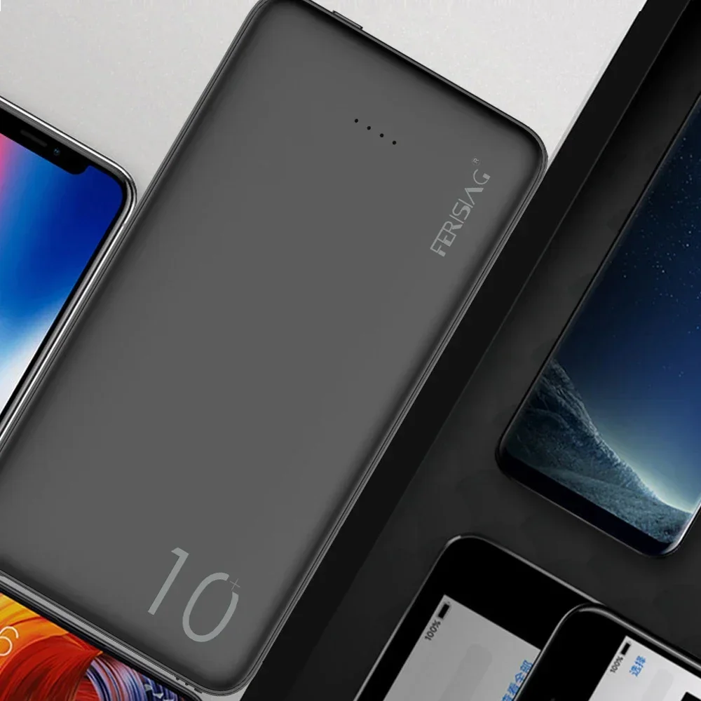 FERISING 3IN1 10000mAh Power Bank Slim USB Powerbank Portable External Battery Charger Pack For iPhone Xiaomi realme PoverBank 4