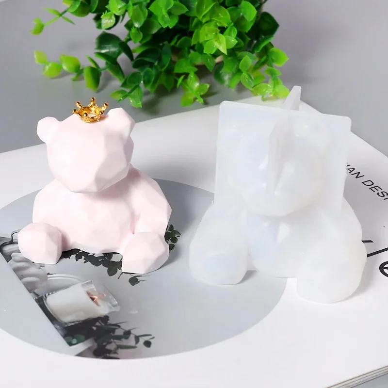 3D Geometric bear candle mold aromatic candle making Silicone molds epoxy resin soap chocolate gifts craft supplies home decor