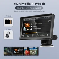 Autoradio portable GEARELEC 7 pouces, CarPlay sans fil, Android Auto, écran tactile universel, lecteur multimédia vidéo avec caméra de recul FM 7