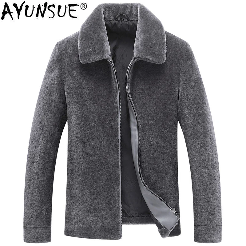 

Шуба из натуральной овчины, зимняя мужская куртка из 100% шерсти, теплый мужской короткий AW9936 MY756