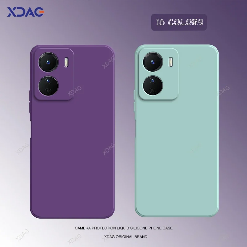 Liquid Silicone Camera Protection Phone Case - Soft Pure Color Square Design