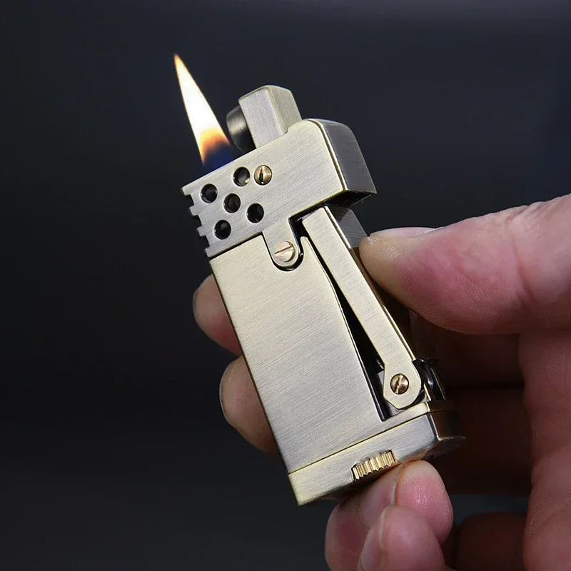 kerosene cigarette lighter New Vintage Metal Kerosene Lighter Retro Gasoline Cigarette Lighter  Windproof Torch Lighters Smoking Men's Gift Side Press Flint